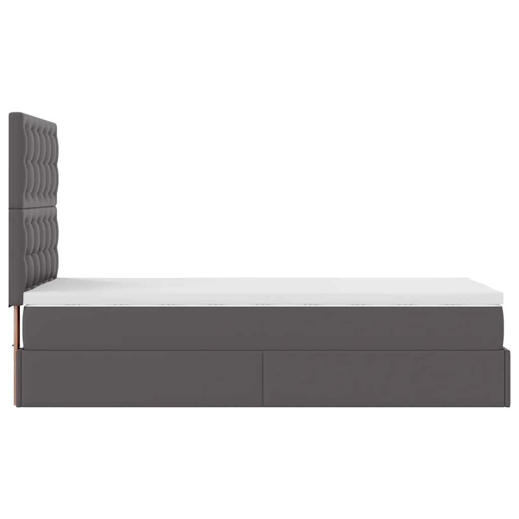 Lit ottoman avec matelas gris 90x190 cm similicuir - XIOS