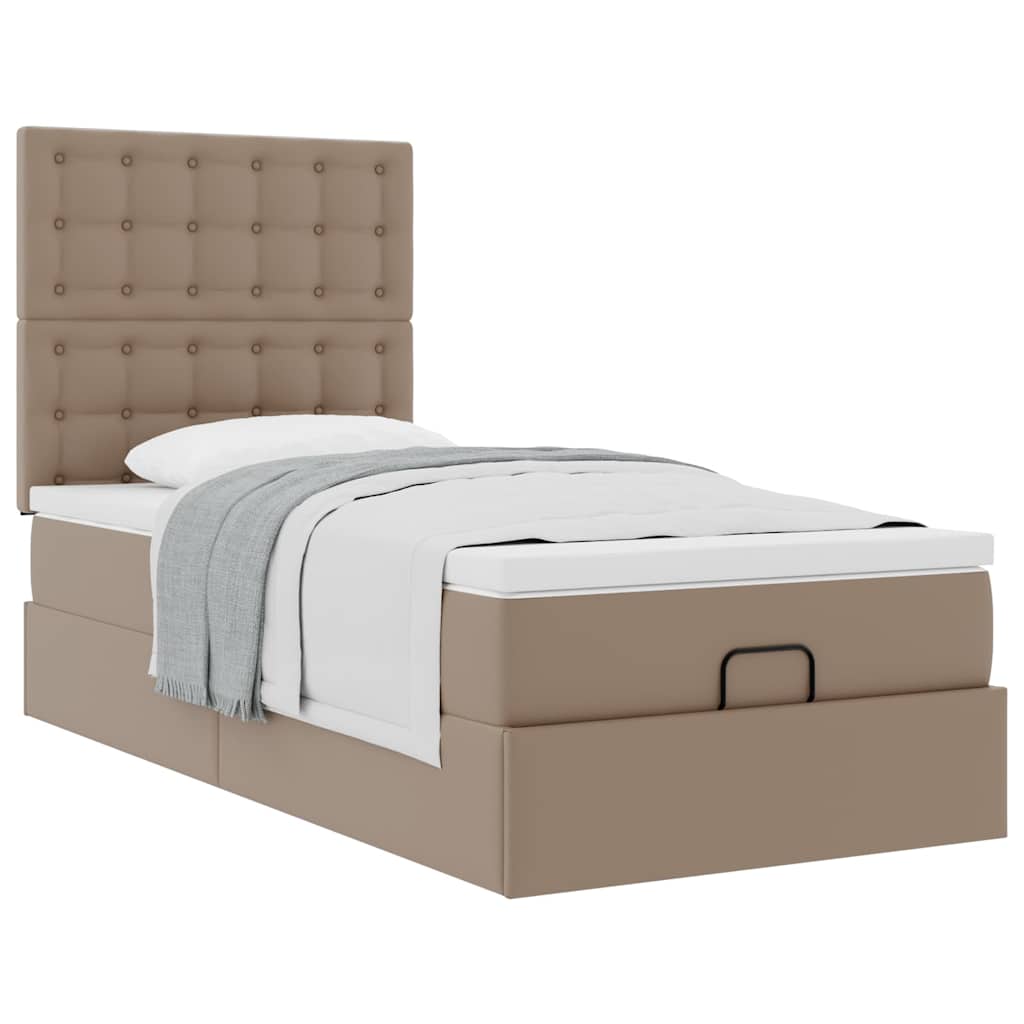 Lit ottoman et matelas cappuccino 90x190 cm similicuir