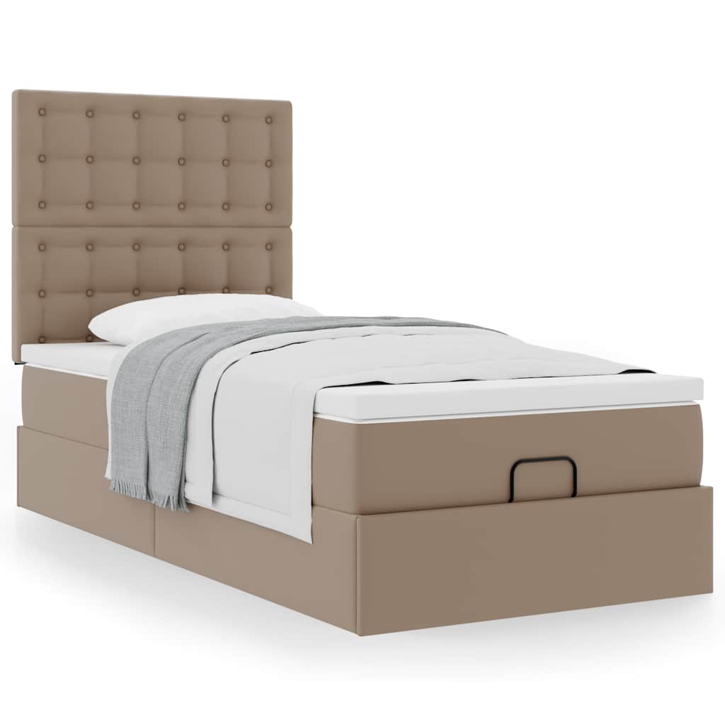 Lit ottoman et matelas cappuccino 90x190 cm similicuir