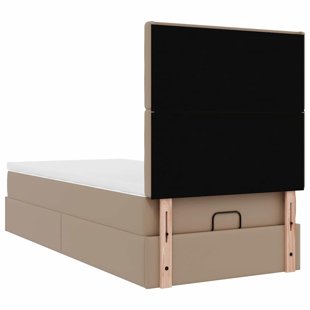 Lit ottoman et matelas cappuccino 90x190 cm similicuir
