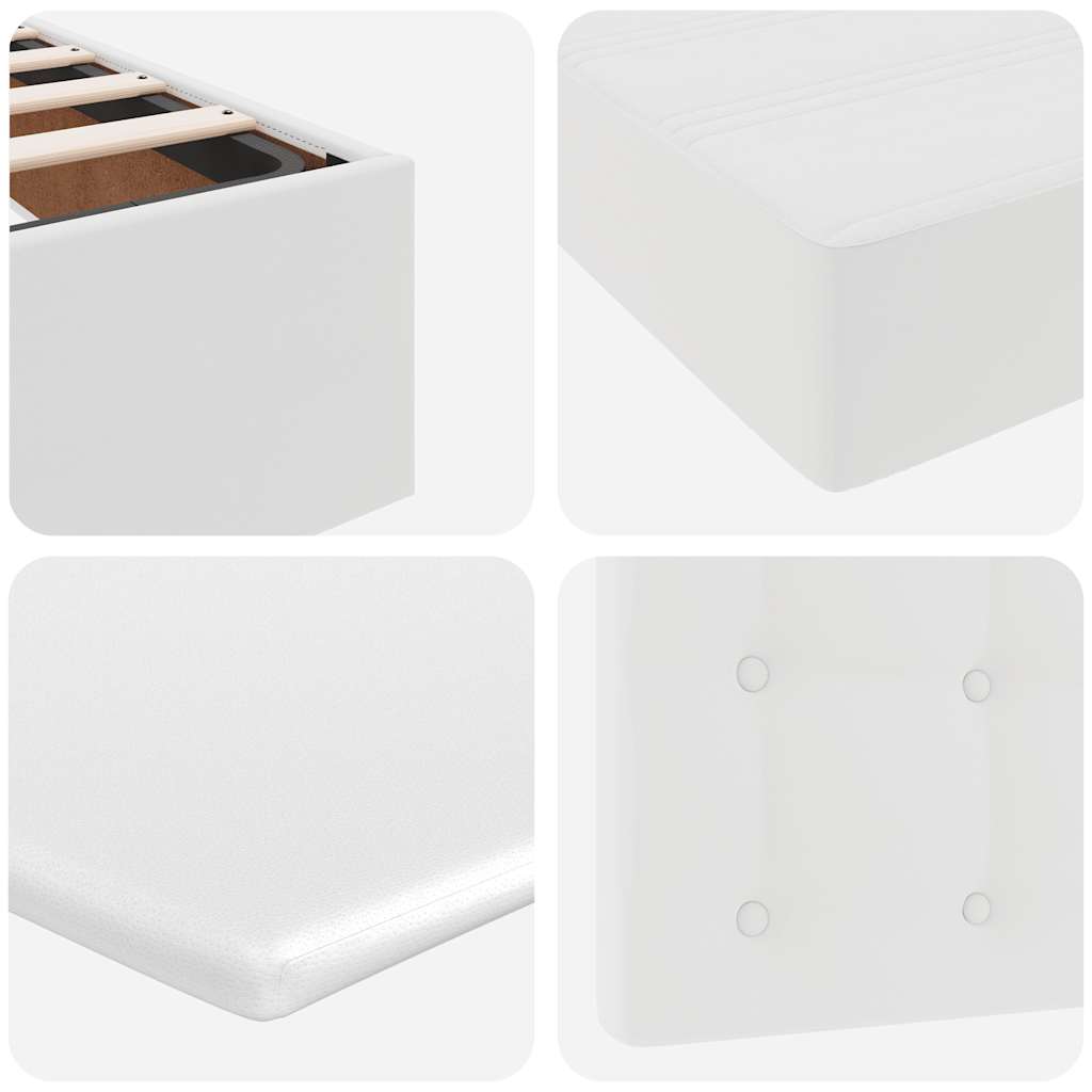 Lit ottoman avec matelas blanc 90x200 cm similicuir