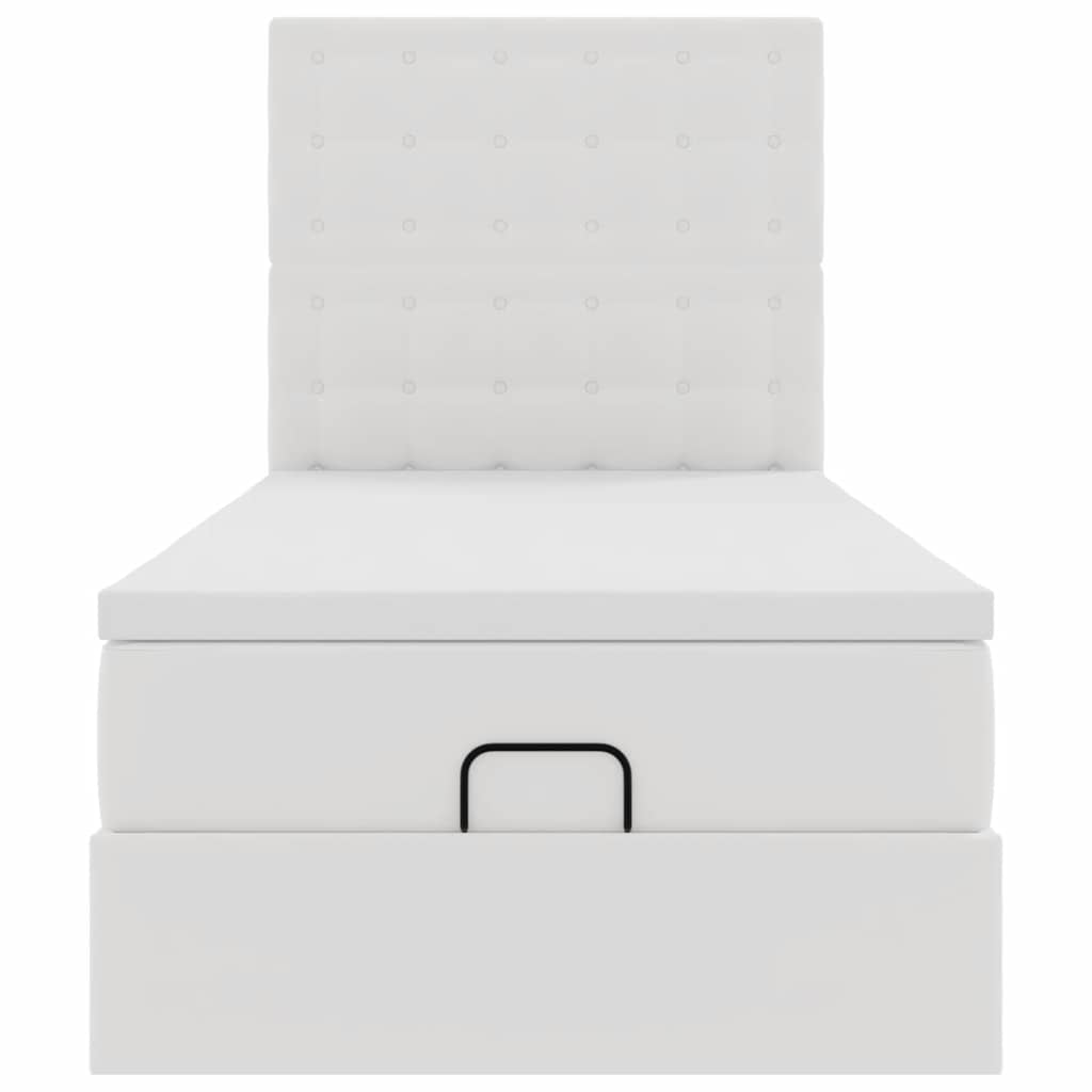 Lit ottoman avec matelas blanc 90x200 cm similicuir - XIOS