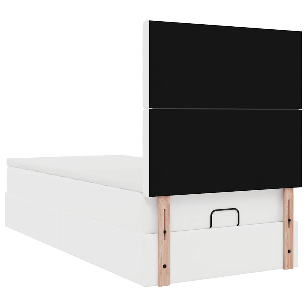 Lit ottoman avec matelas blanc 90x200 cm similicuir - XIOS
