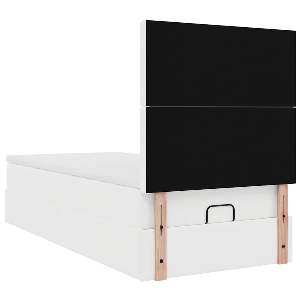 Lit ottoman avec matelas blanc 100x200 cm similicuir