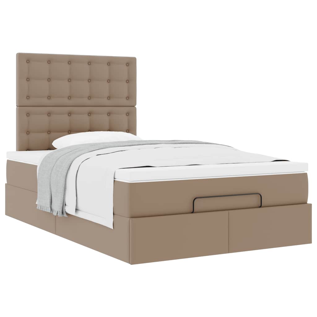 Cadre de lit ottoman et matelas cappuccino 120x190cm similicuir - XIOS