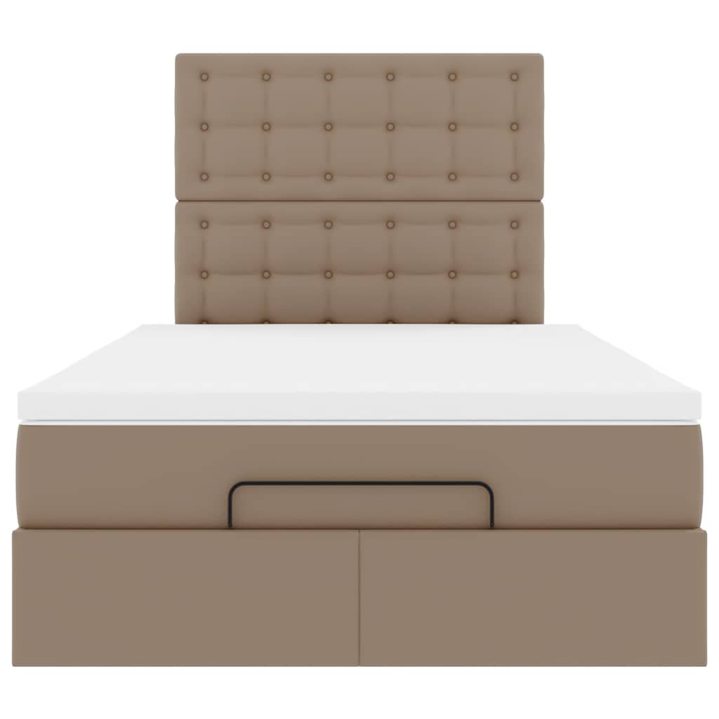 Cadre de lit ottoman et matelas cappuccino 120x190cm similicuir - XIOS