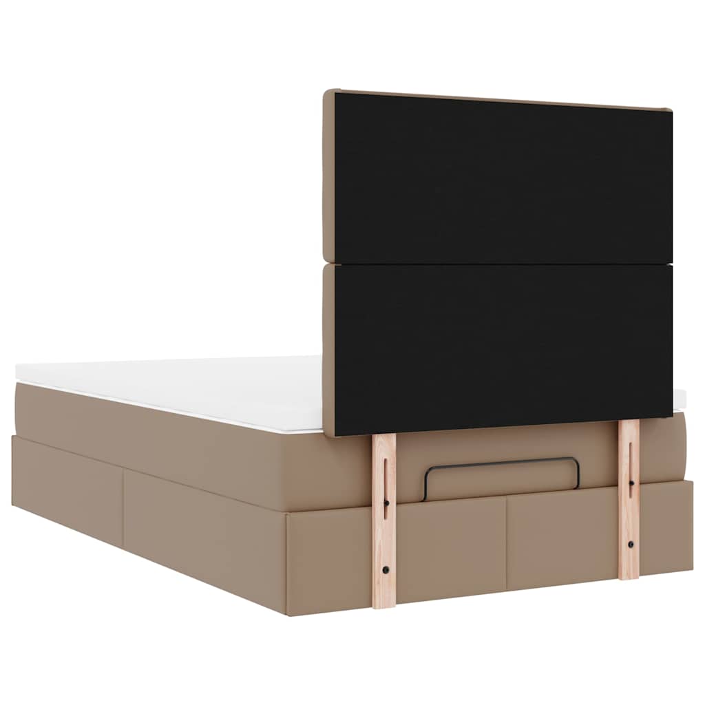 Cadre de lit ottoman et matelas cappuccino 120x190cm similicuir - XIOS