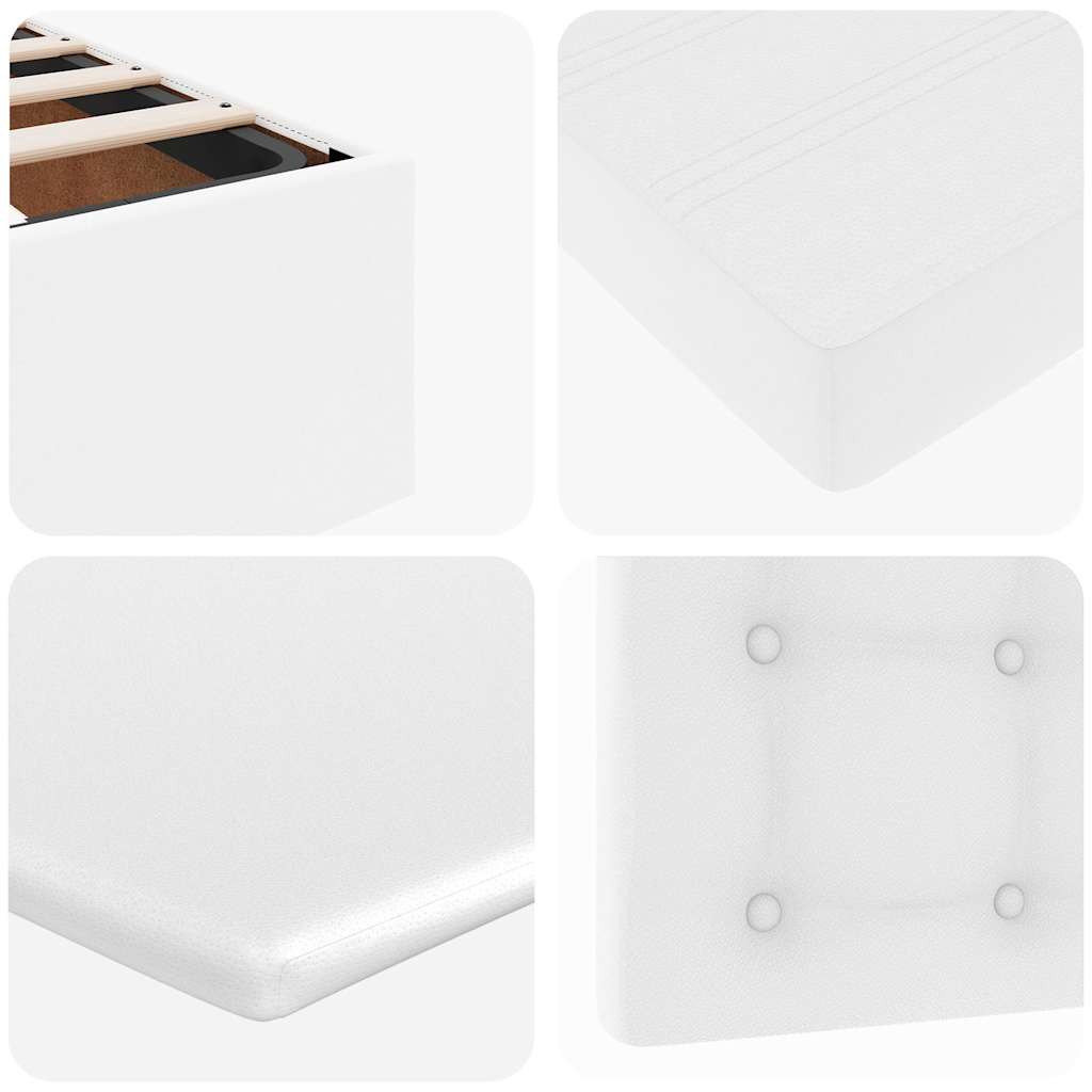 Cadre de lit ottoman avec matelas blanc 120x200 cm similicuir