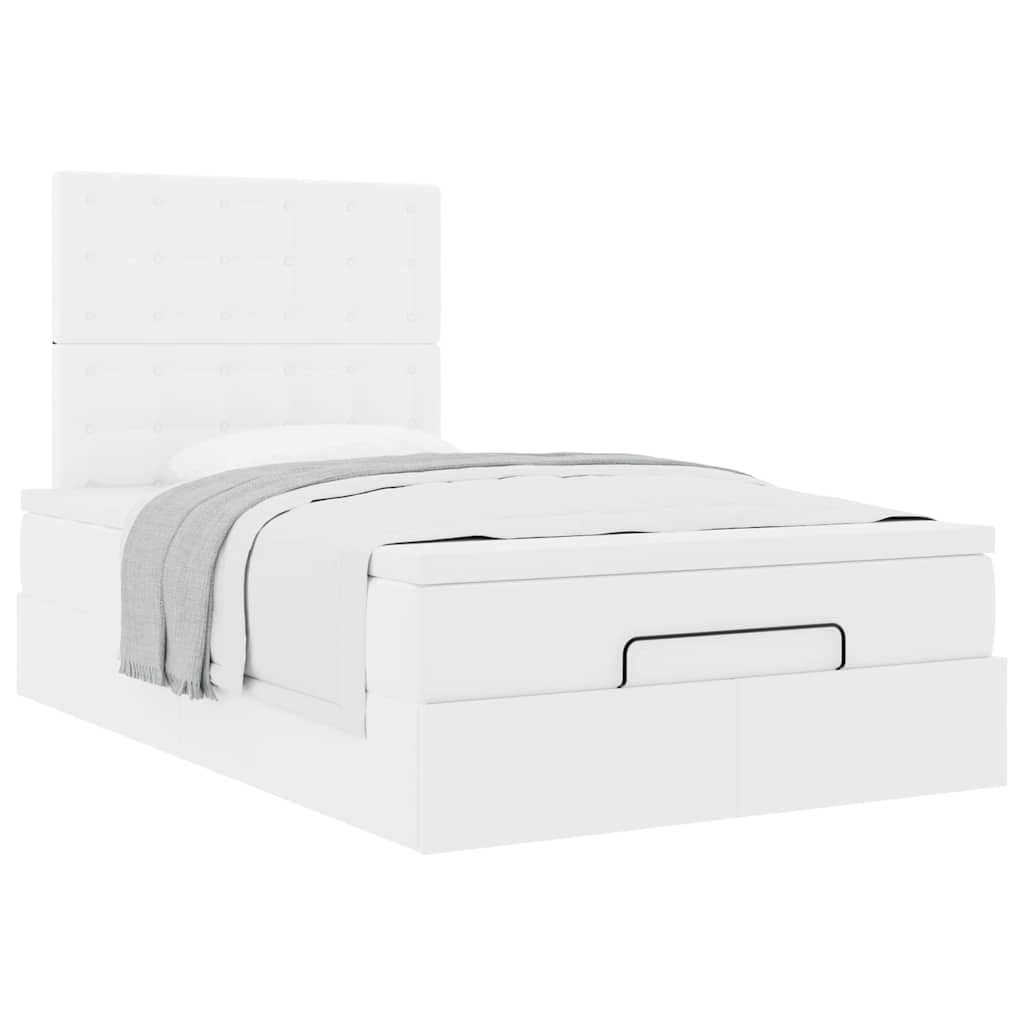 Cadre de lit ottoman avec matelas blanc 120x200 cm similicuir - XIOS