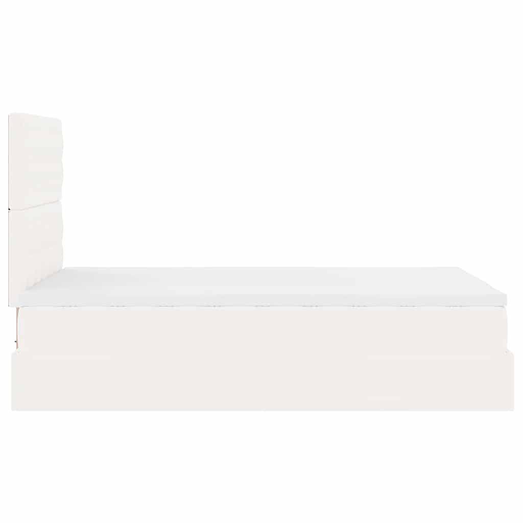 Cadre de lit ottoman avec matelas blanc 120x200 cm similicuir - XIOS