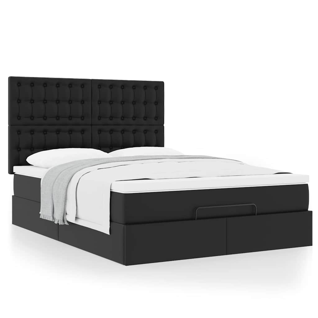 Cadre de lit ottoman avec matelas noir 140x190 cm similicuir - XIOS