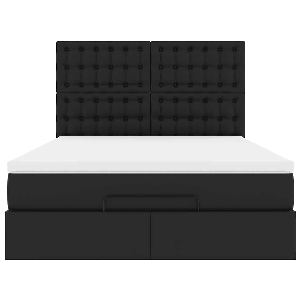 Cadre de lit ottoman avec matelas noir 140x190 cm similicuir - XIOS