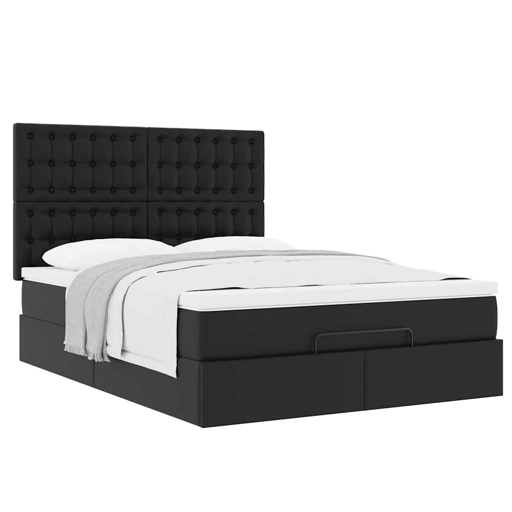 Cadre de lit ottoman avec matelas noir 140x200 cm similicuir - XIOS