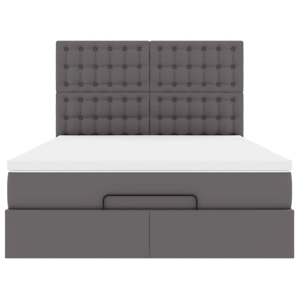 Cadre de lit ottoman avec matelas gris 140x200 cm similicuir - XIOS