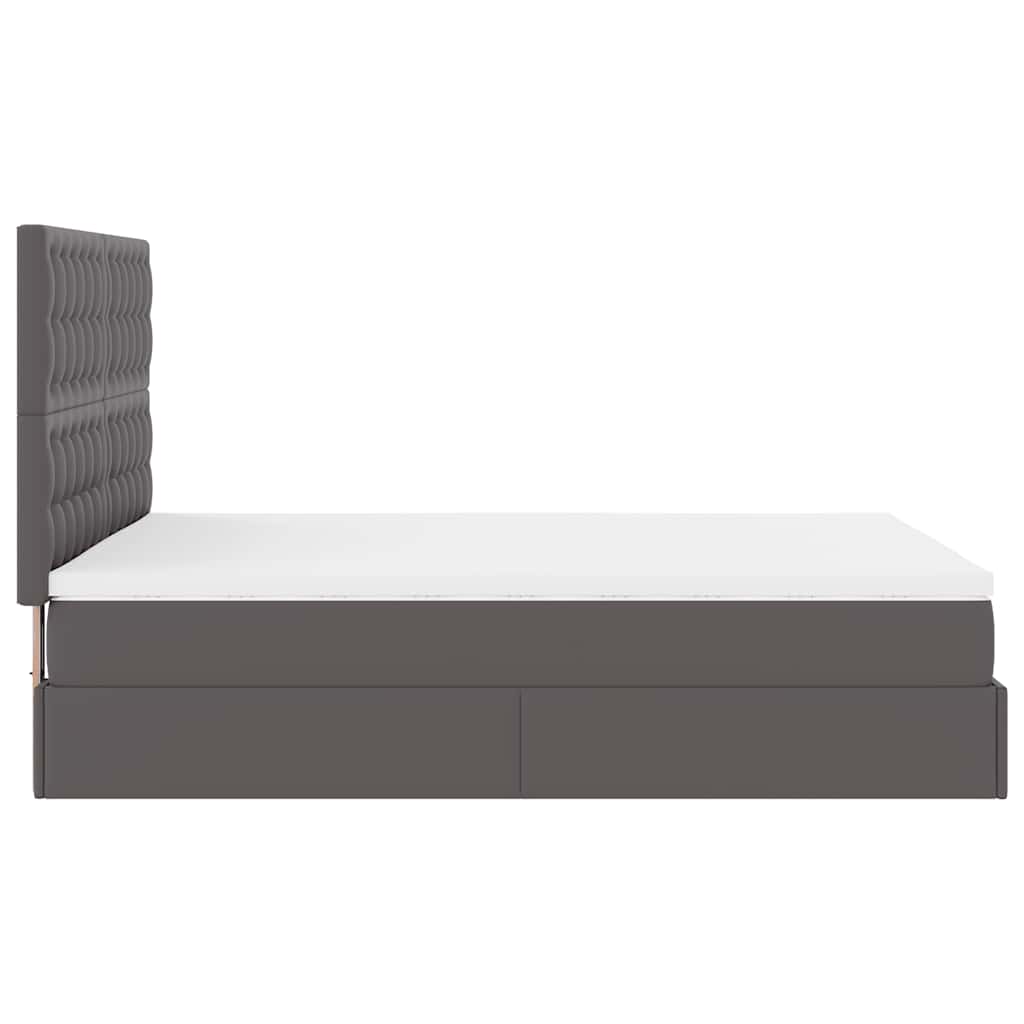 Cadre de lit ottoman avec matelas gris 140x200 cm similicuir - XIOS
