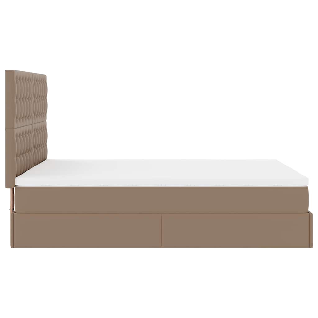 Cadre de lit ottoman et matelas cappuccino 140x200cm similicuir - XIOS