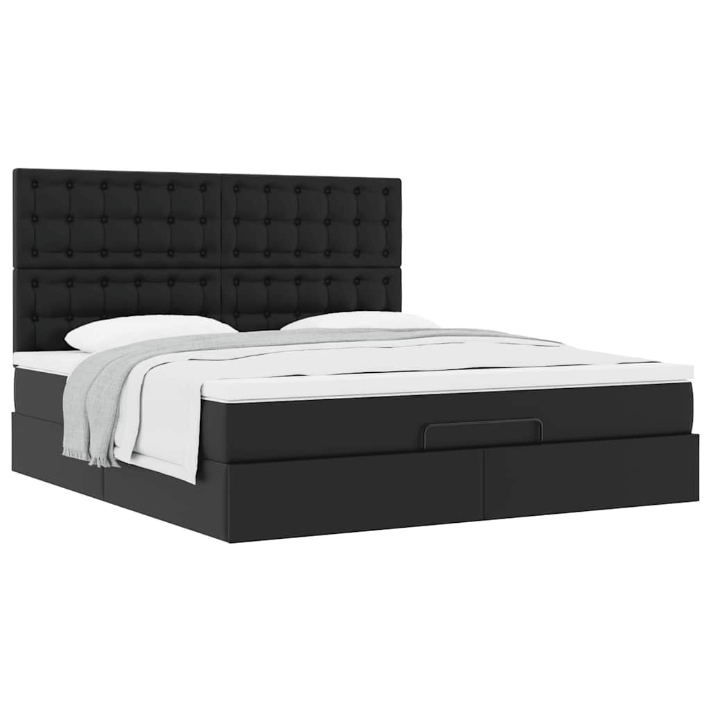 Cadre de lit ottoman avec matelas noir 160x200 cm similicuir - XIOS