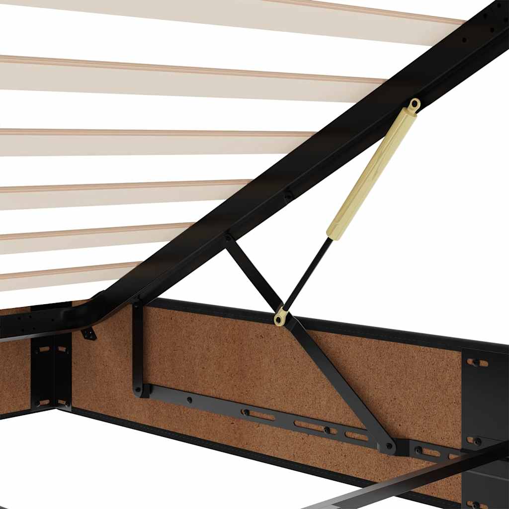 Cadre de lit ottoman avec matelas noir 160x200 cm similicuir - XIOS