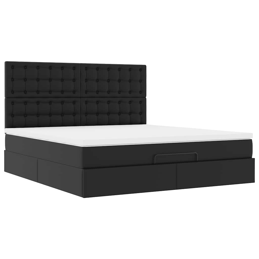 Cadre de lit ottoman avec matelas noir 180x200 cm similicuir - XIOS