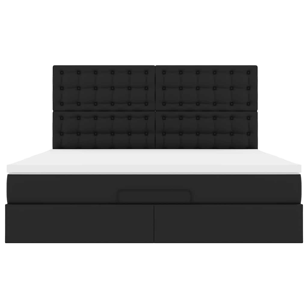 Cadre de lit ottoman avec matelas noir 180x200 cm similicuir - XIOS