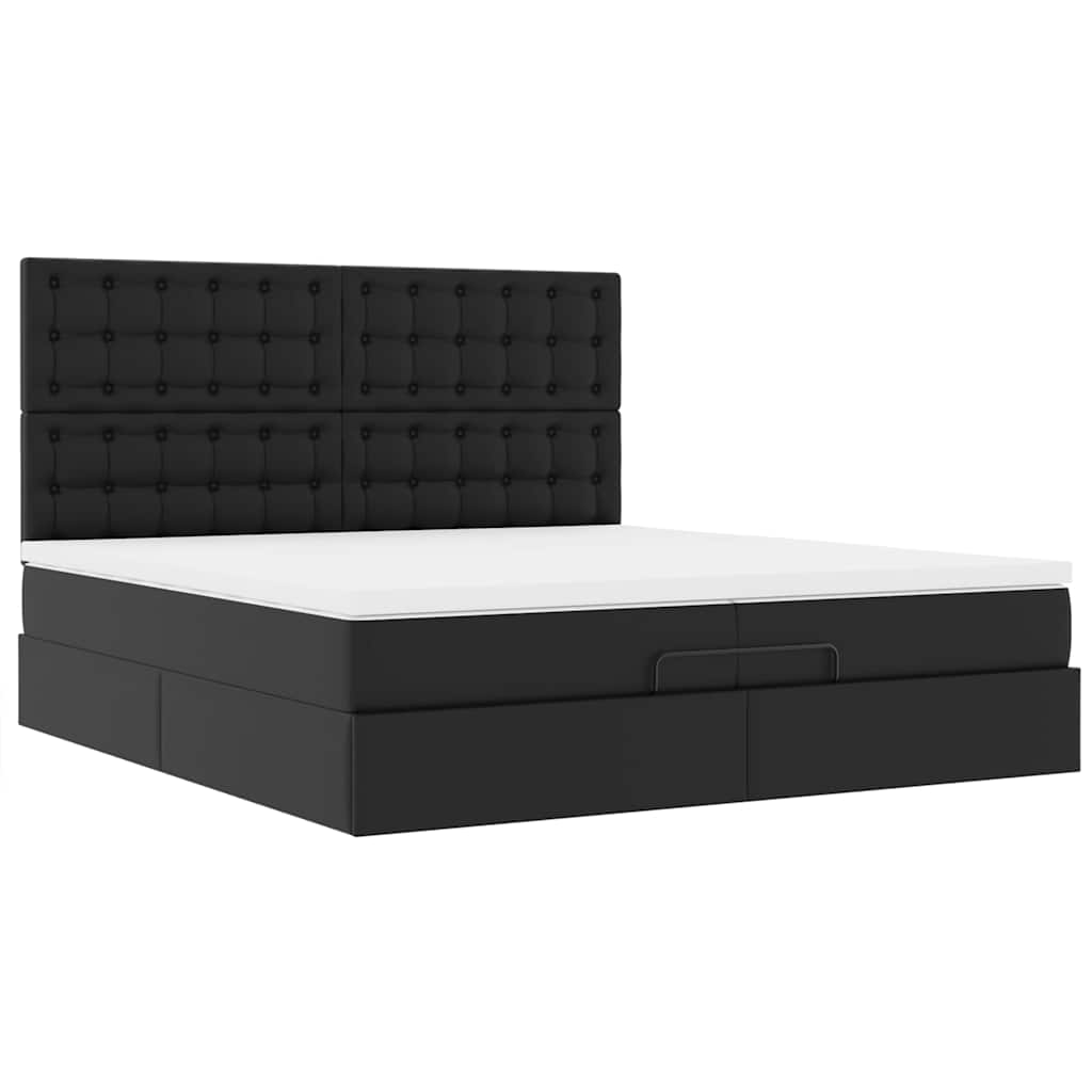 Cadre de lit ottoman avec matelas noir 200x200 cm similicuir - XIOS