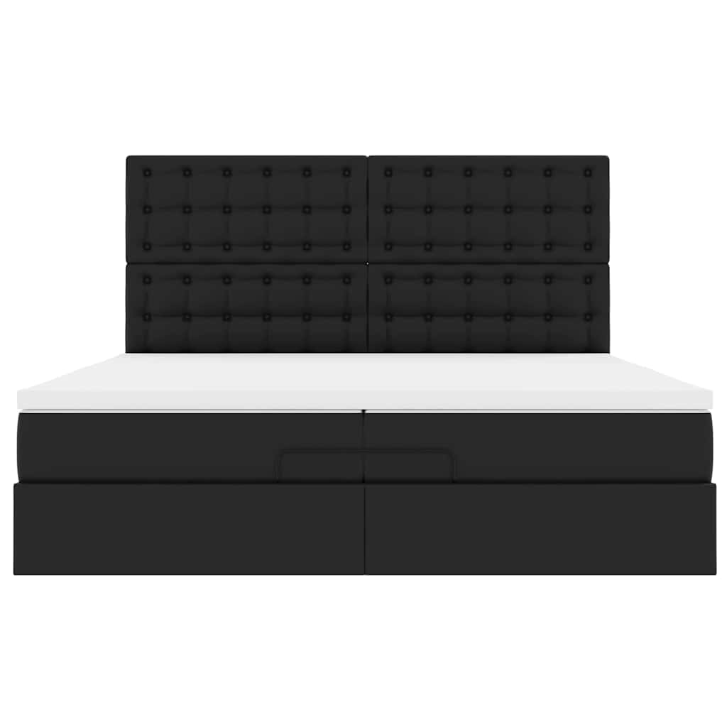 Cadre de lit ottoman avec matelas noir 200x200 cm similicuir - XIOS