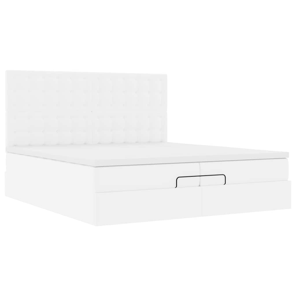 Cadre de lit ottoman avec matelas blanc 200x200 cm similicuir - XIOS