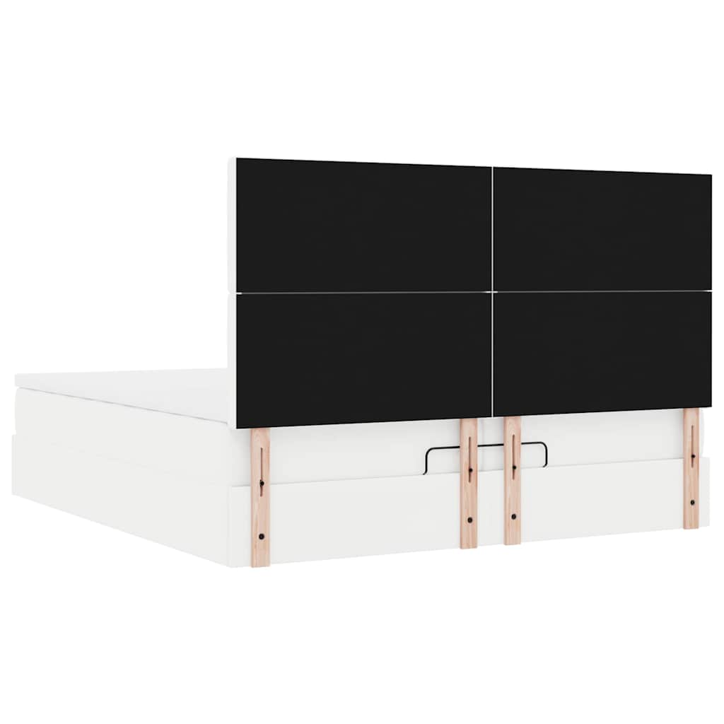 Cadre de lit ottoman avec matelas blanc 200x200 cm similicuir - XIOS