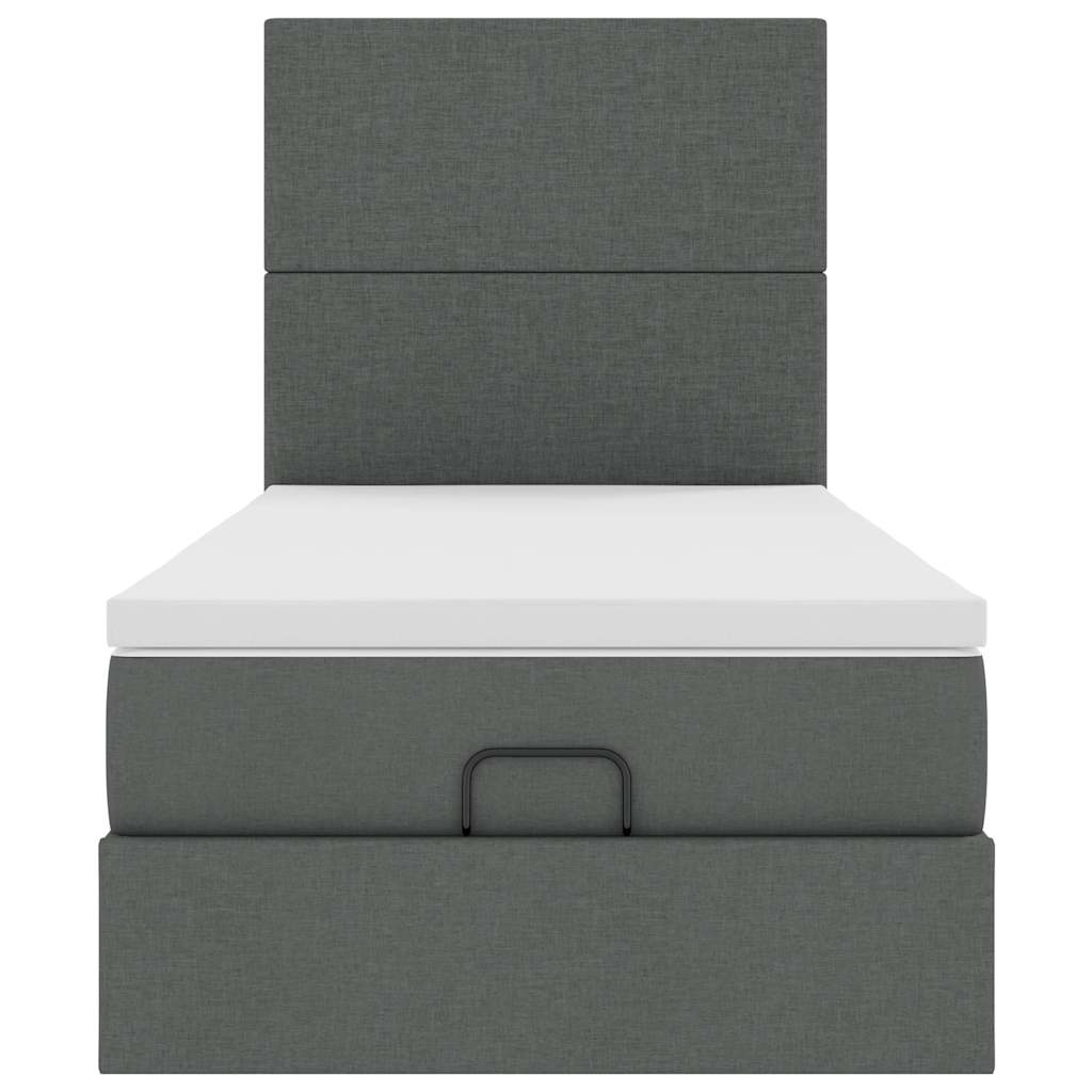 Cadre de lit ottoman avec matelas gris foncé 80x200 cm tissu - XIOS