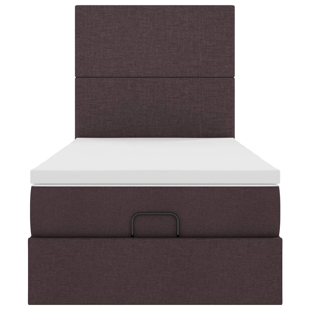Cadre de lit ottoman avec matelas marron foncé 90x190 cm tissu - XIOS