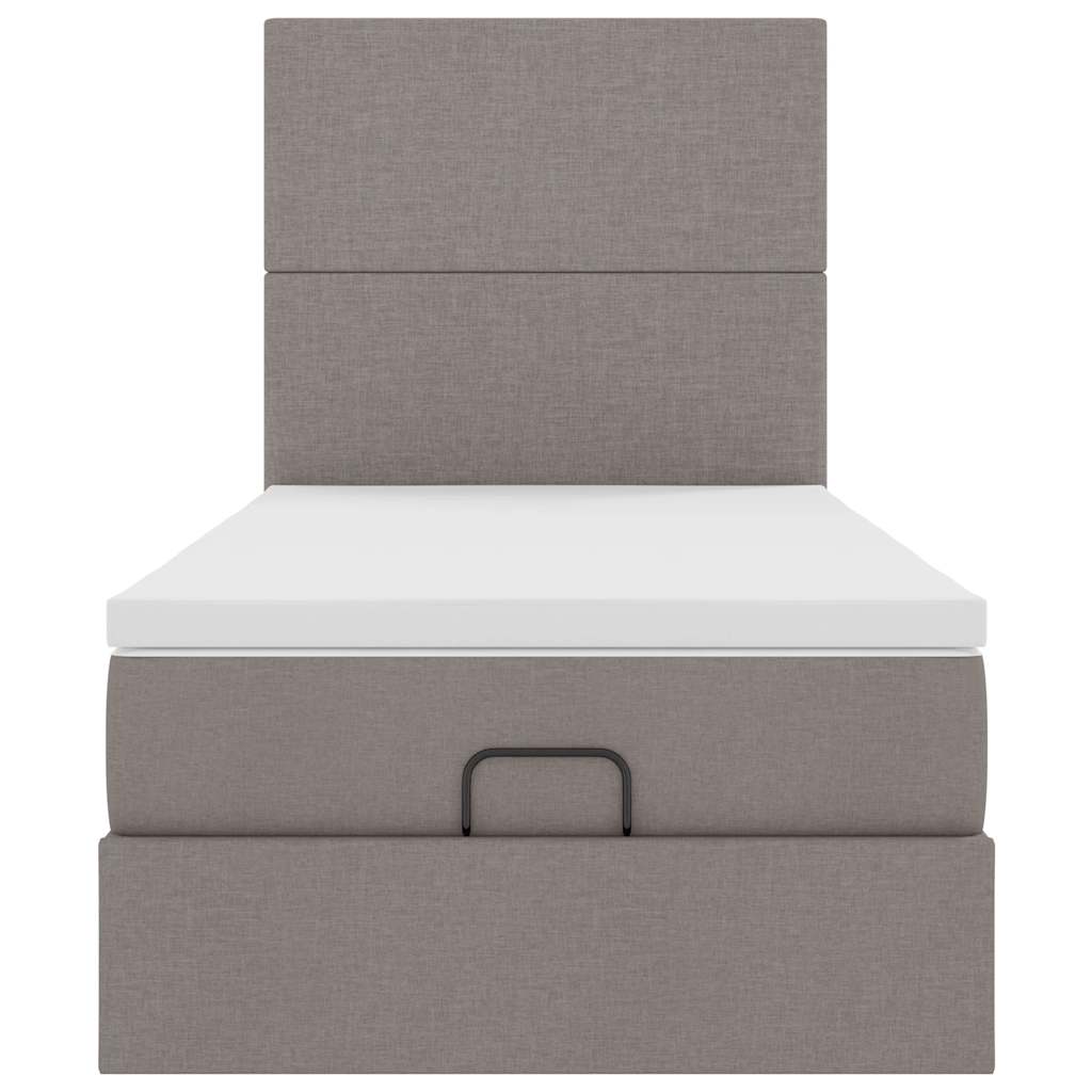 Cadre de lit ottoman avec matelas taupe 90x190 cm tissu - XIOS