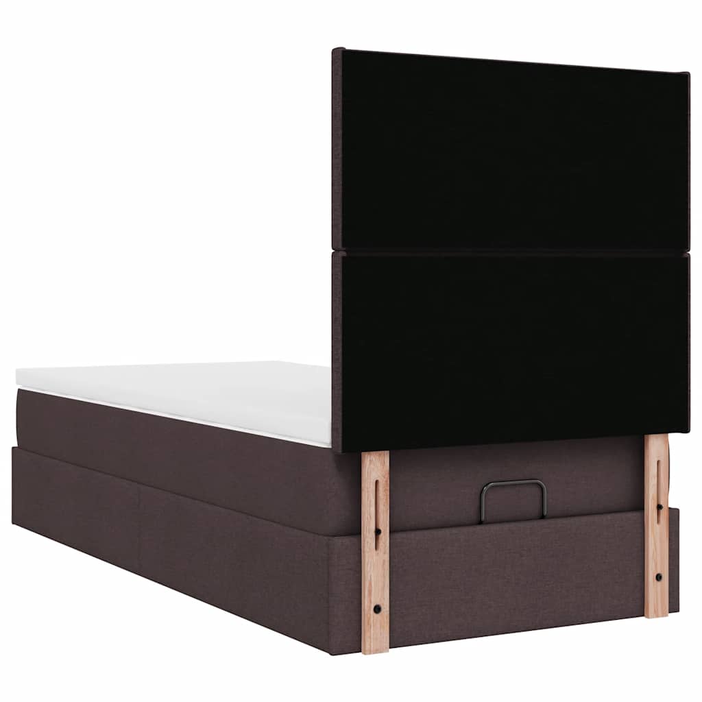 Lit ottoman avec matelas marron foncé 100x200 cm tissu - XIOS