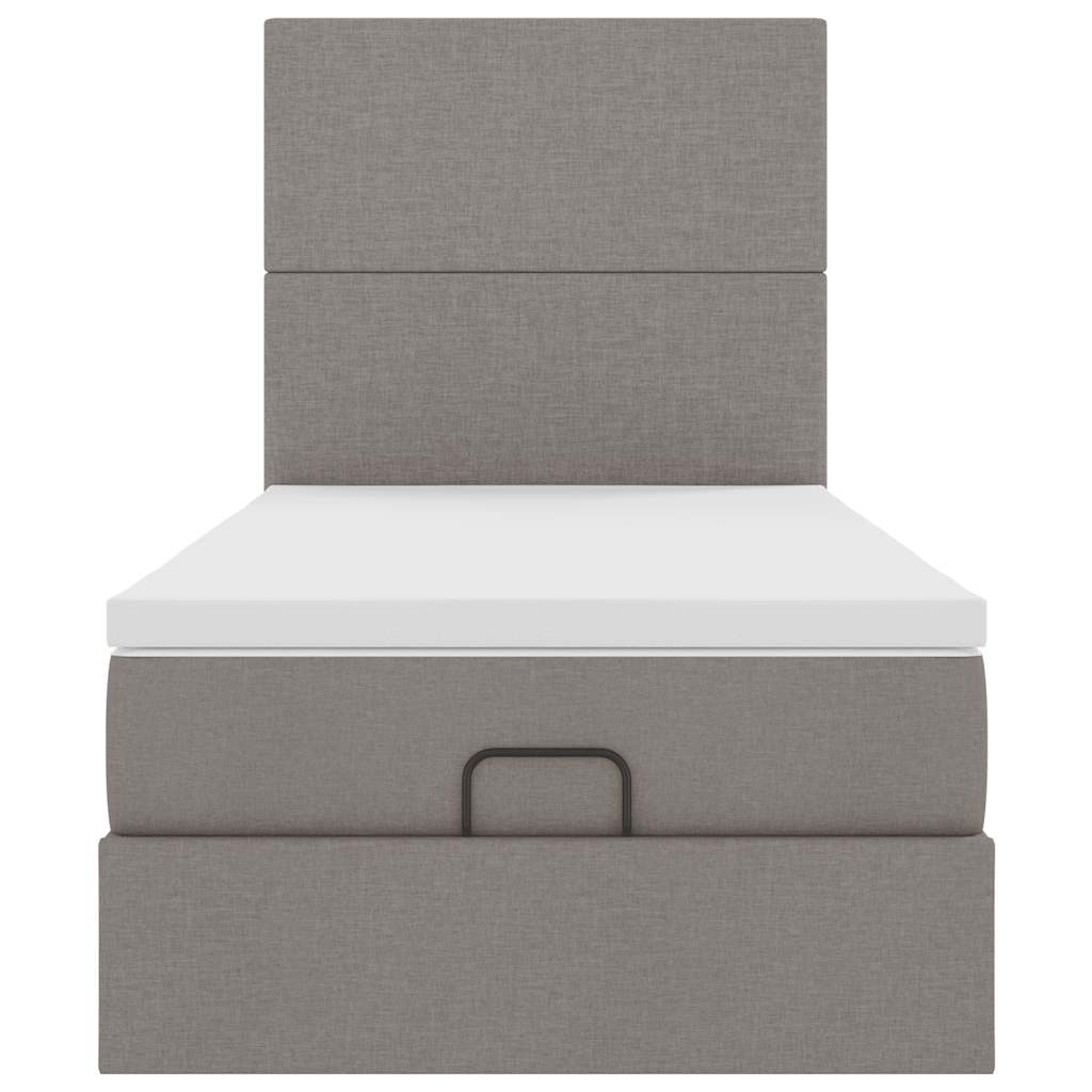 Lit ottoman avec matelas taupe 100x200 cm tissu