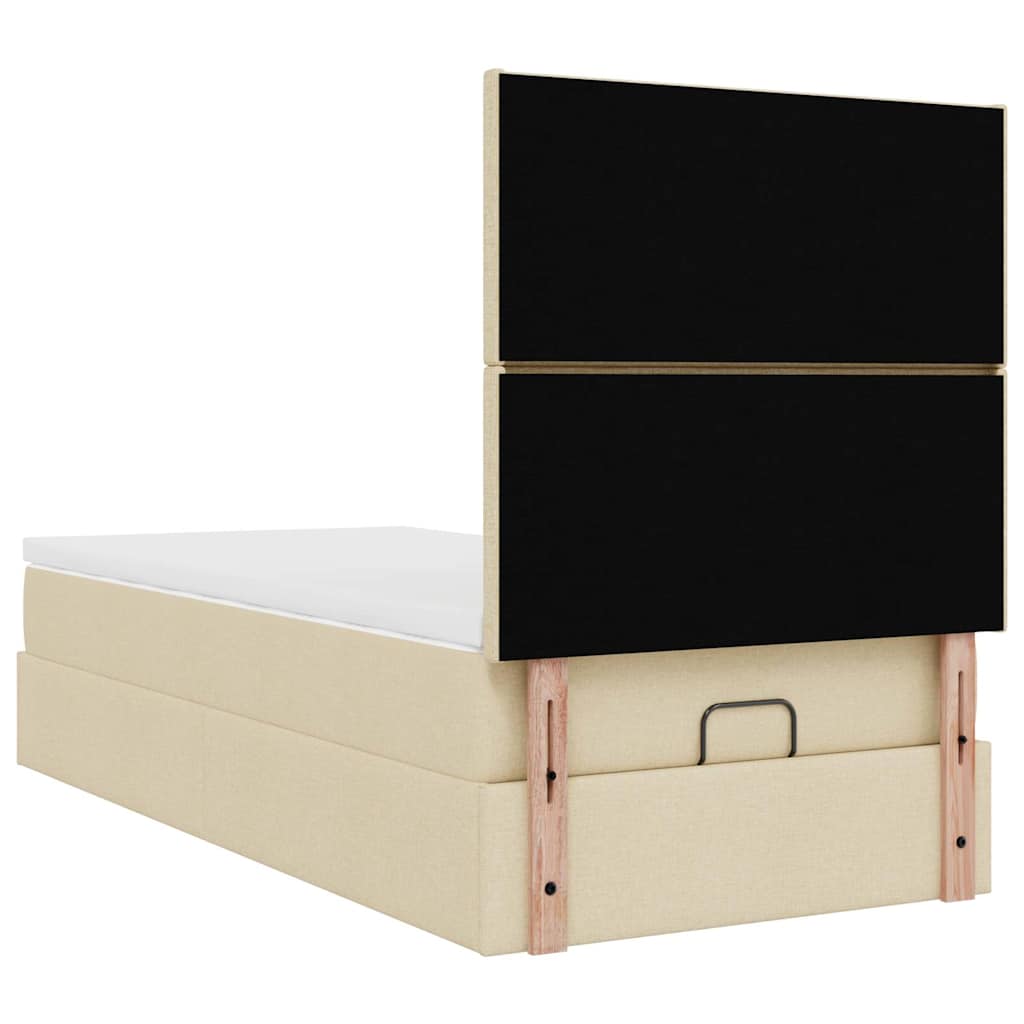 Lit ottoman avec matelas crème 100x200 cm tissu - XIOS