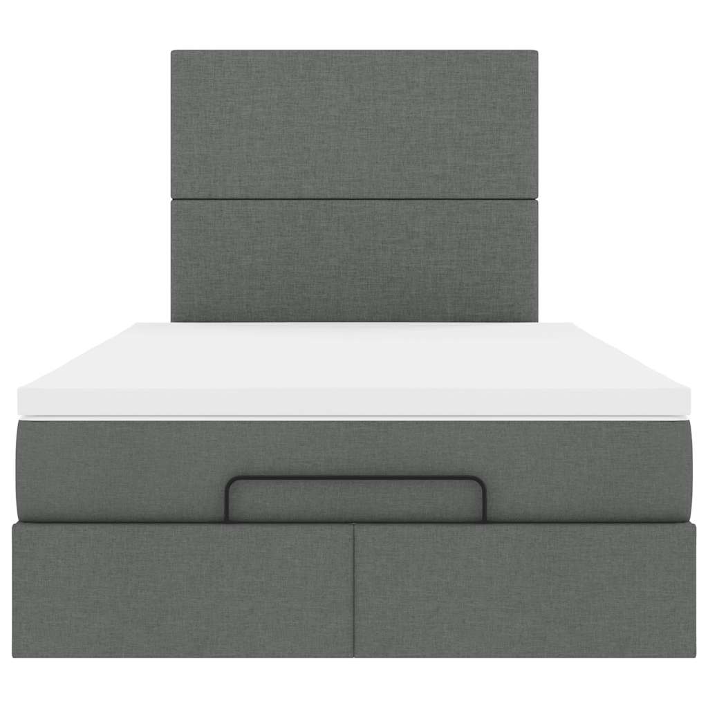 Cadre de lit ottoman avec matelas gris foncé 120x190 cm tissu - XIOS