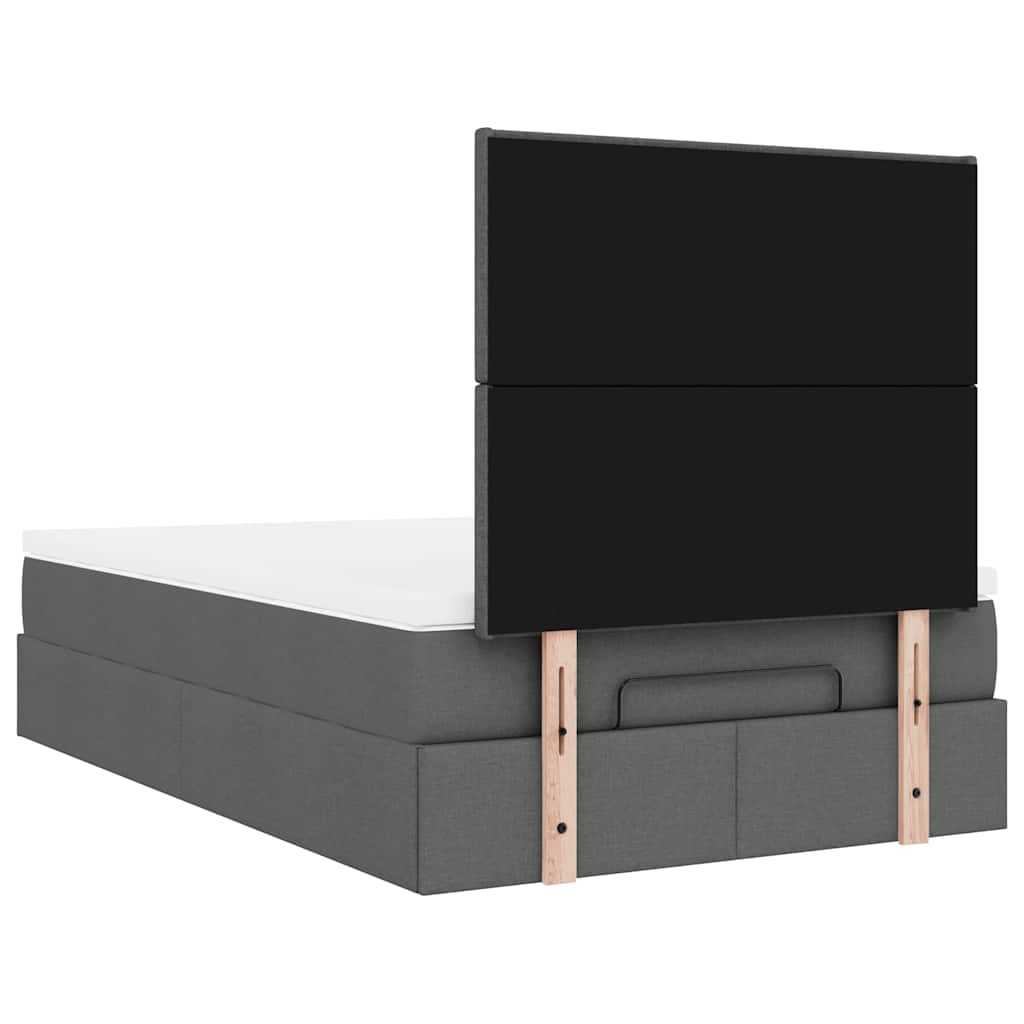 Cadre de lit ottoman avec matelas gris foncé 120x190 cm tissu - XIOS