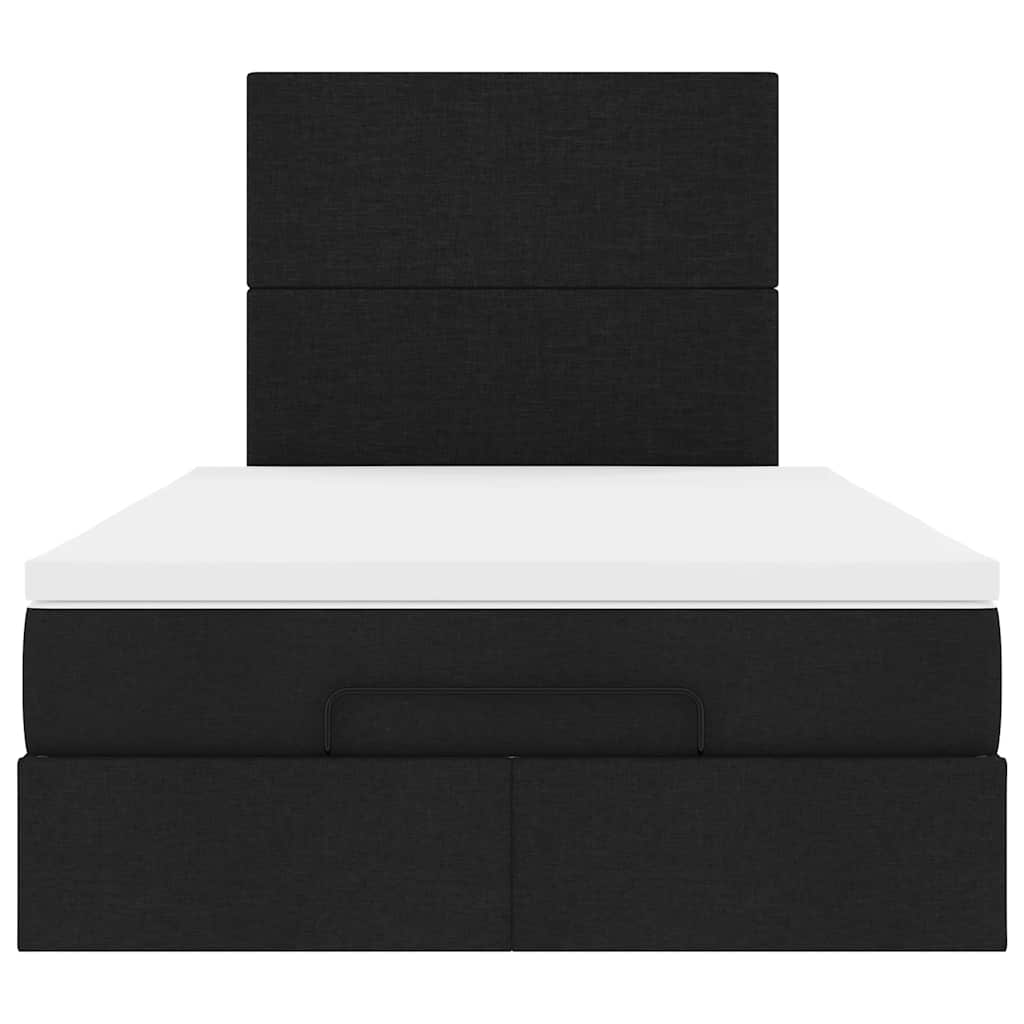 Cadre de lit ottoman avec matelas noir 120x190 cm tissu - XIOS