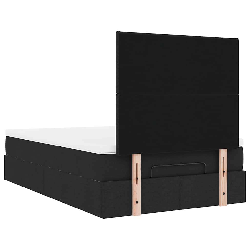 Cadre de lit ottoman avec matelas noir 120x190 cm tissu - XIOS
