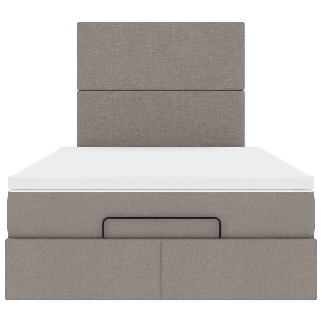 Cadre de lit ottoman avec matelas taupe 120x190 cm tissu - XIOS
