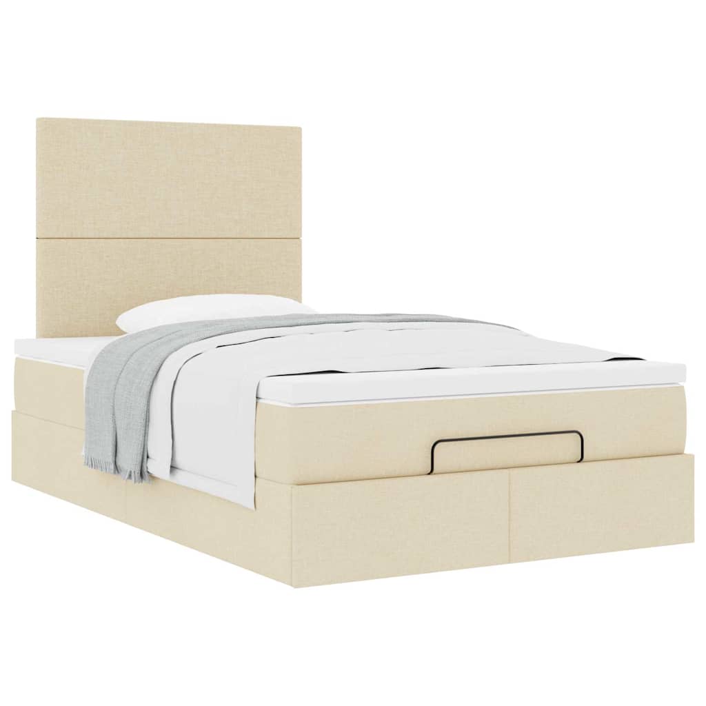 Cadre de lit ottoman avec matelas crème 120x190 cm tissu - XIOS