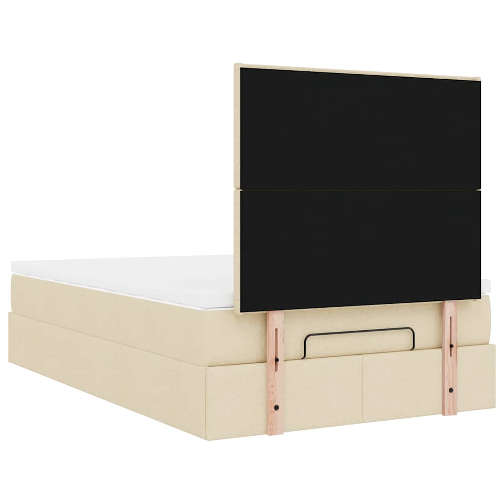 Cadre de lit ottoman avec matelas crème 120x190 cm tissu - XIOS