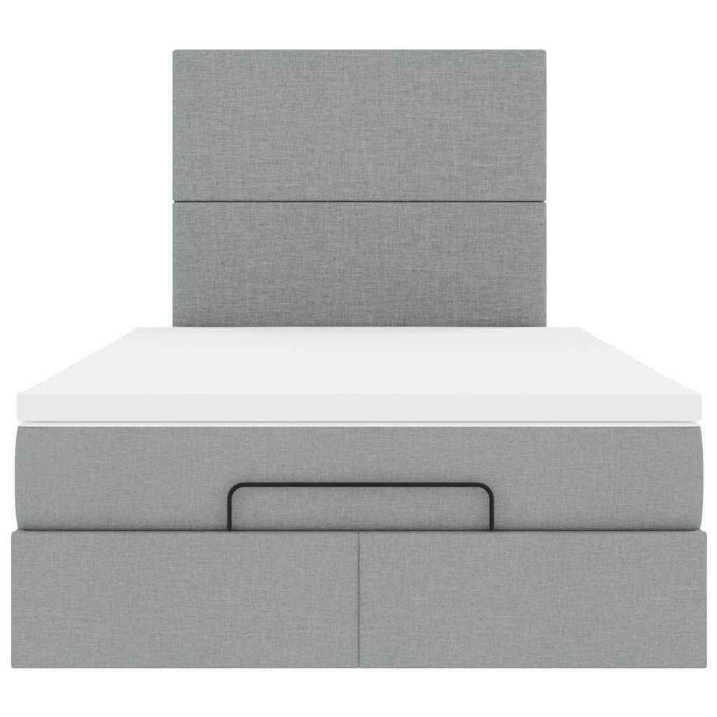 Cadre de lit ottoman et matelas gris clair 120x200 cm tissu - XIOS
