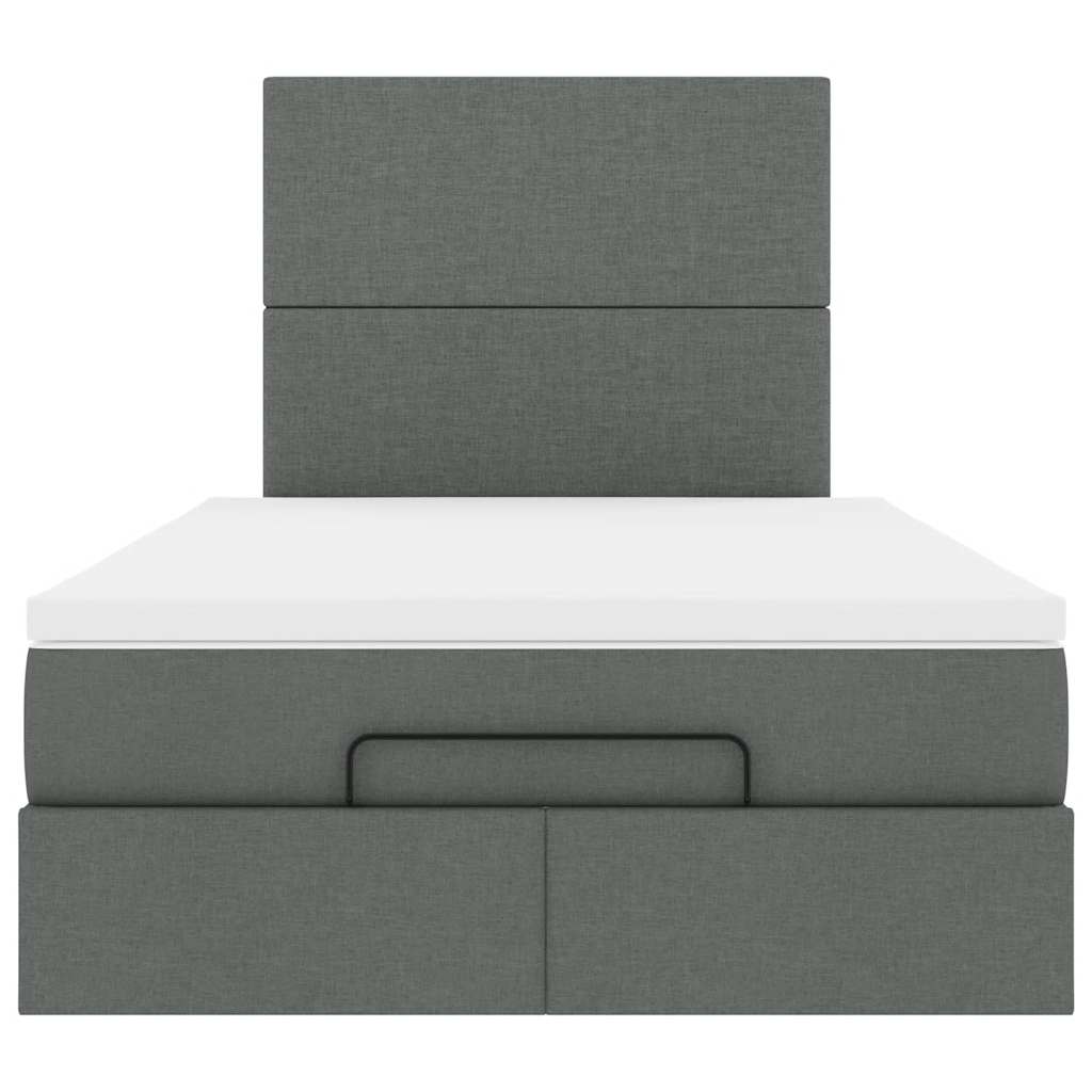 Cadre de lit ottoman avec matelas gris foncé 120x200cm tissu - XIOS
