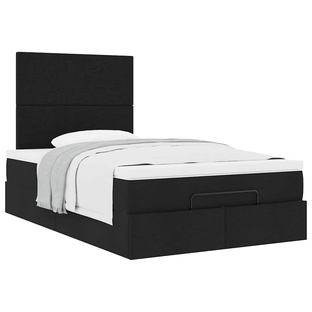 Cadre de lit ottoman avec matelas noir 120x200cm tissu - XIOS
