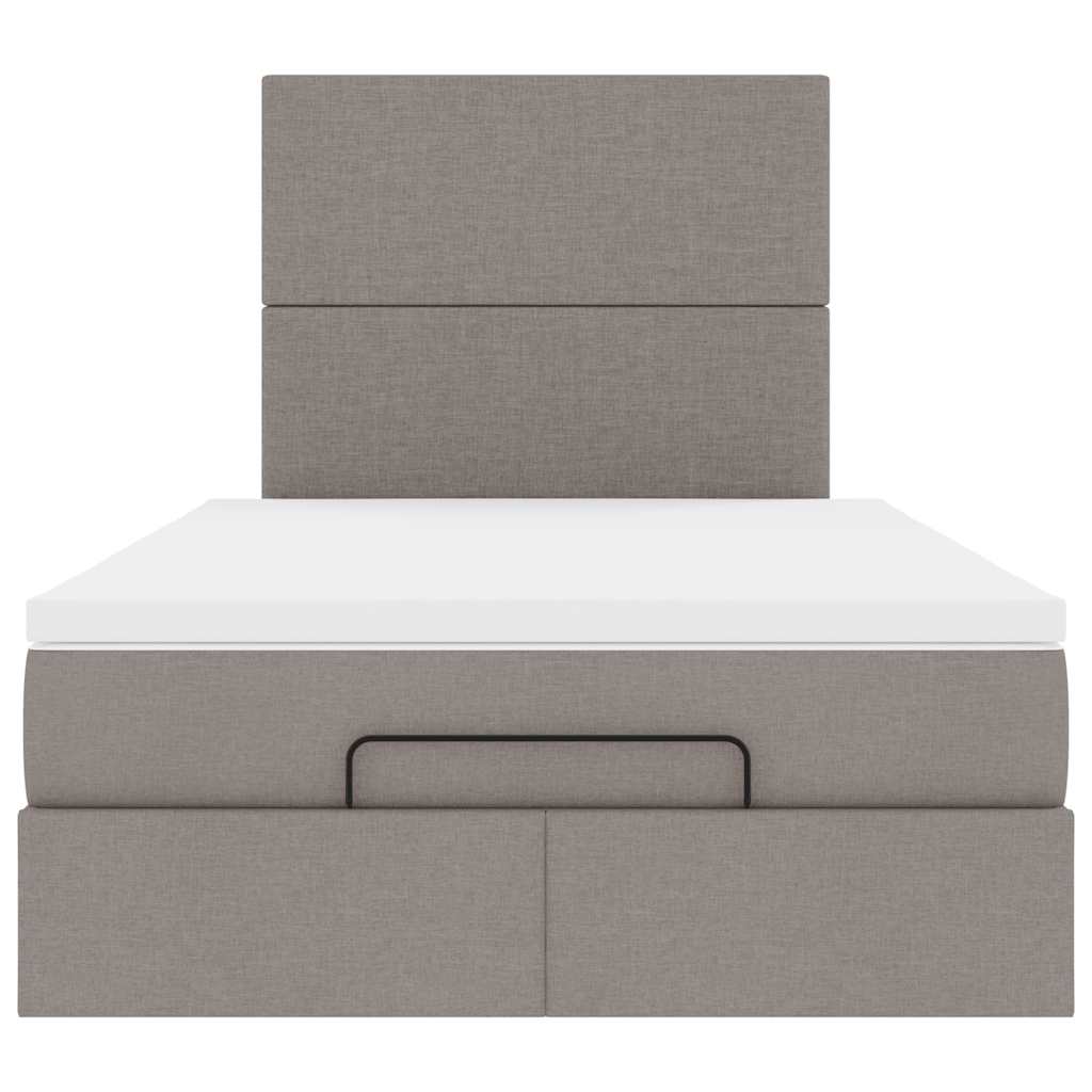 Cadre de lit ottoman avec matelas taupe 120x200 cm tissu