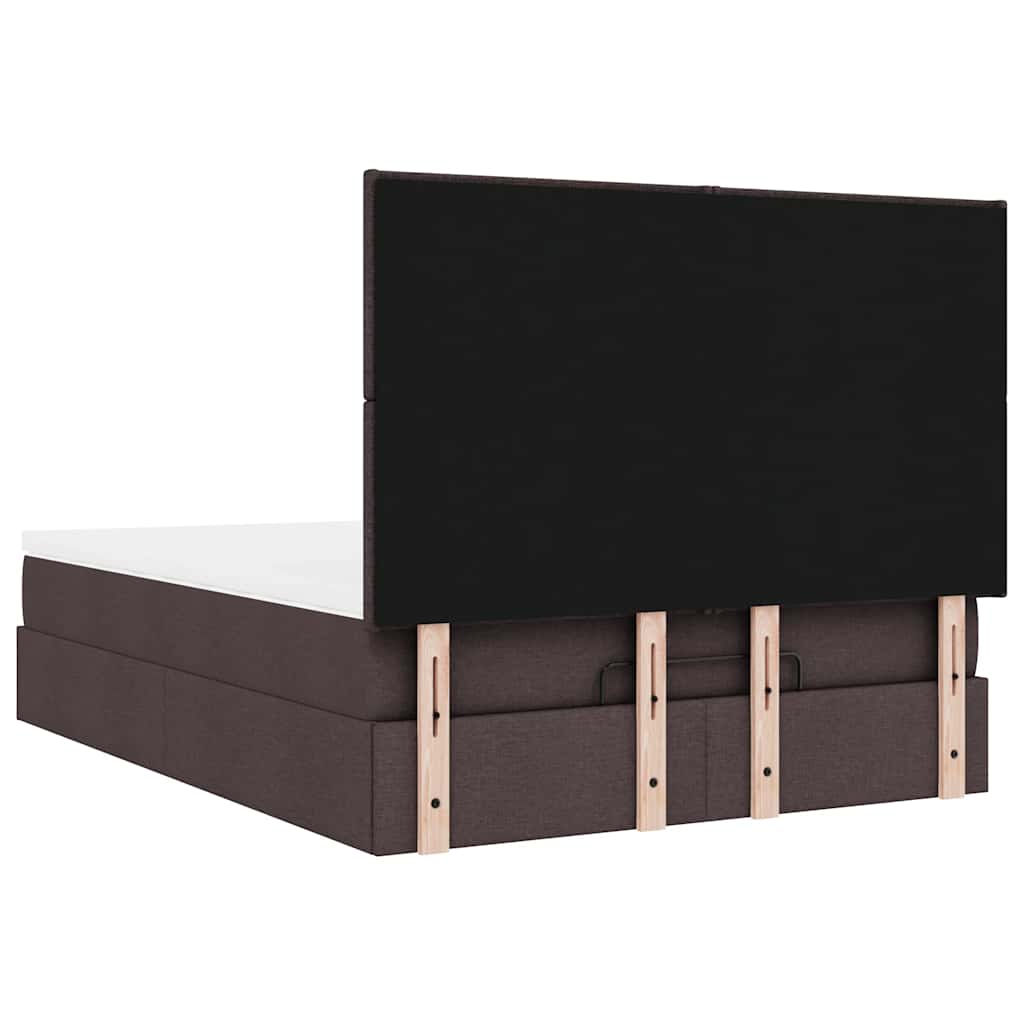 Cadre de lit ottoman avec matelas marron foncé 140x200 cm tissu - XIOS