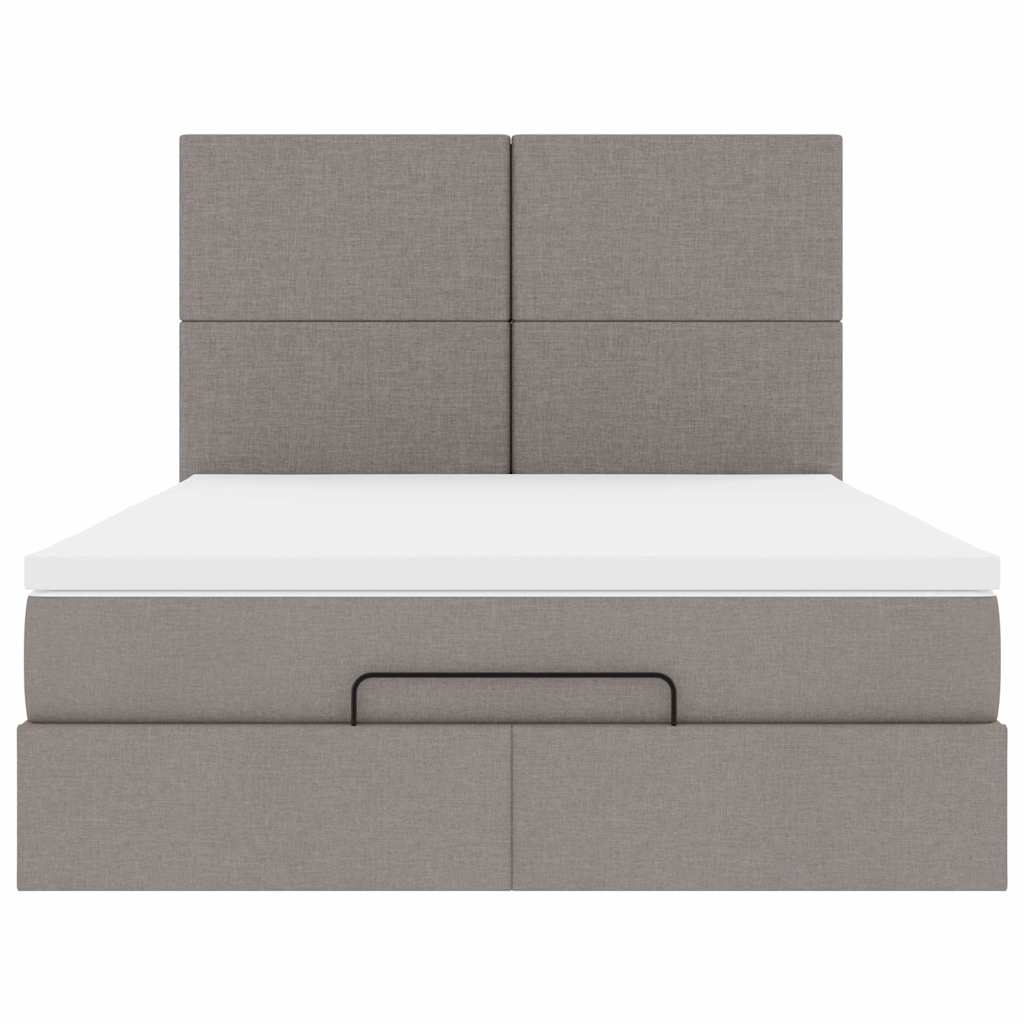 Cadre de lit ottoman avec matelas taupe 140x200 cm tissu - XIOS