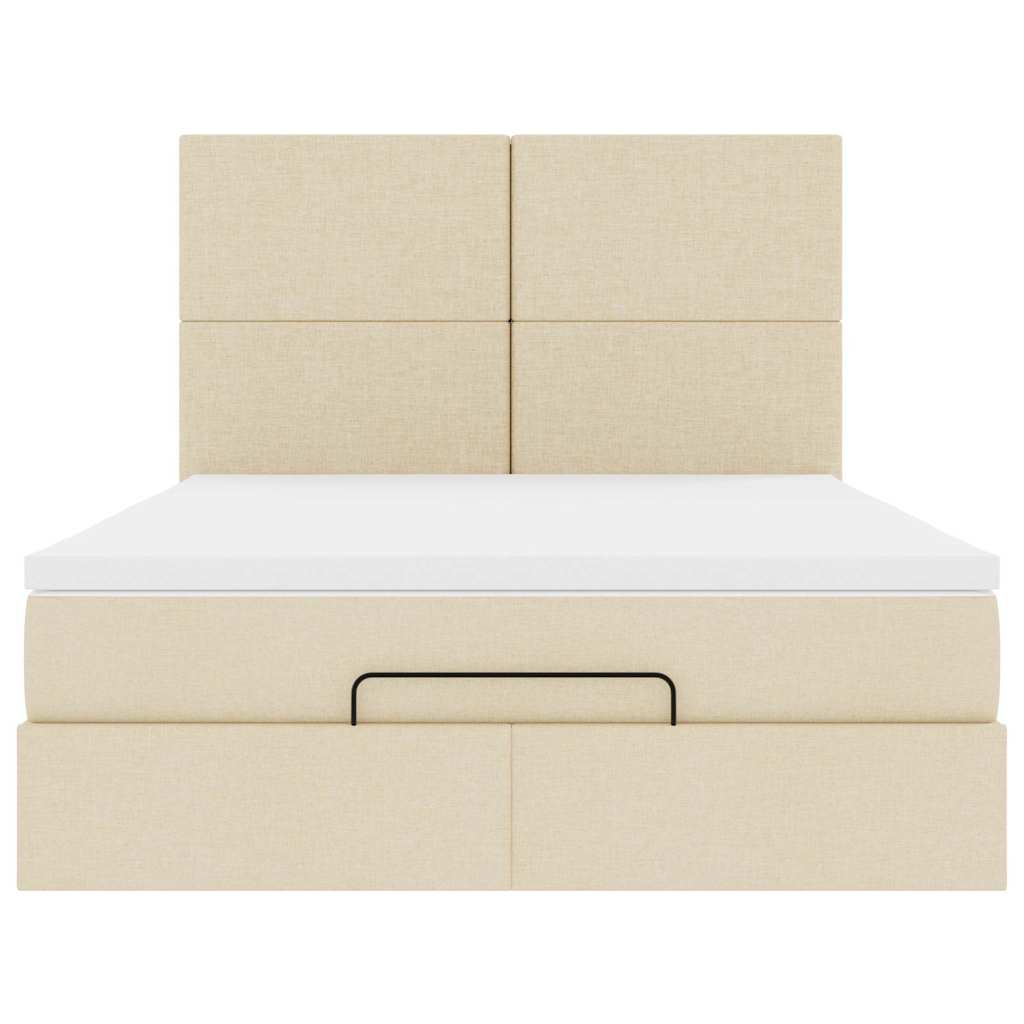 Cadre de lit ottoman avec matelas crème 140x200 cm tissu - XIOS