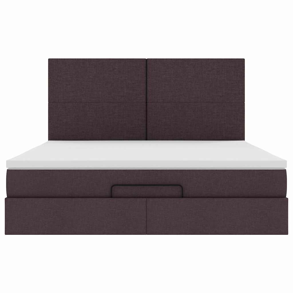 Cadre de lit ottoman avec matelas marron foncé 160x200 cm tissu - XIOS