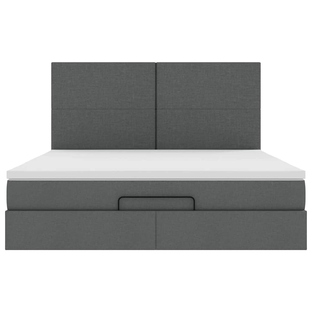 Cadre de lit ottoman avec matelas gris foncé 180x200 cm tissu - XIOS